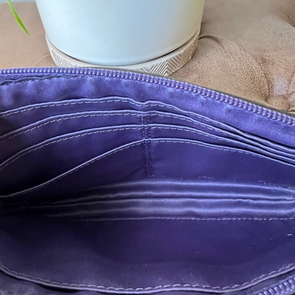 Coach Peyton Signature Wristlet Zipper Go Go Wallet with Purple Trim-  F49965 - Picture 10 of 12